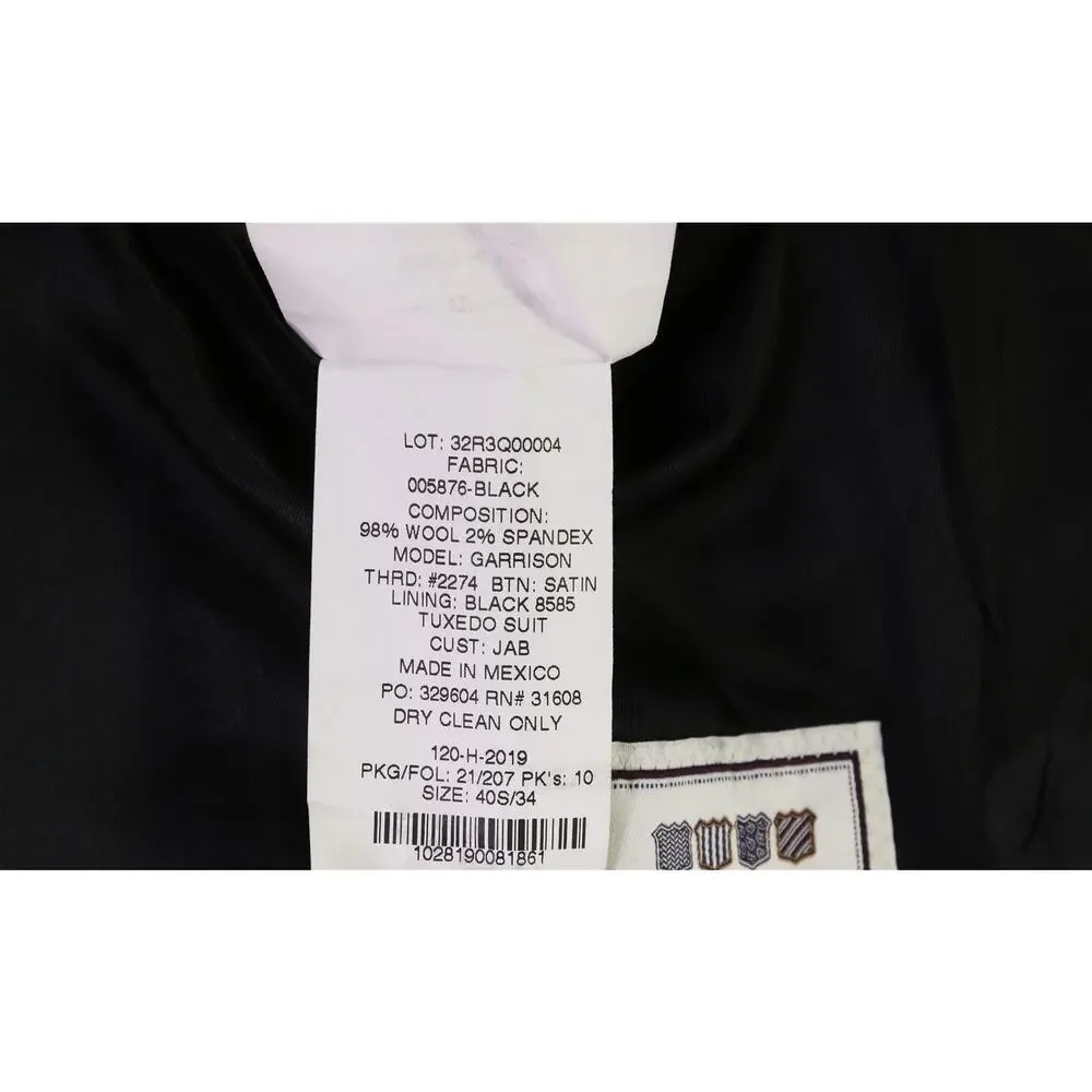 Jos A Bank Black 1-Btn Formal Tuxedo Wedding Slim Fit Suit 40S